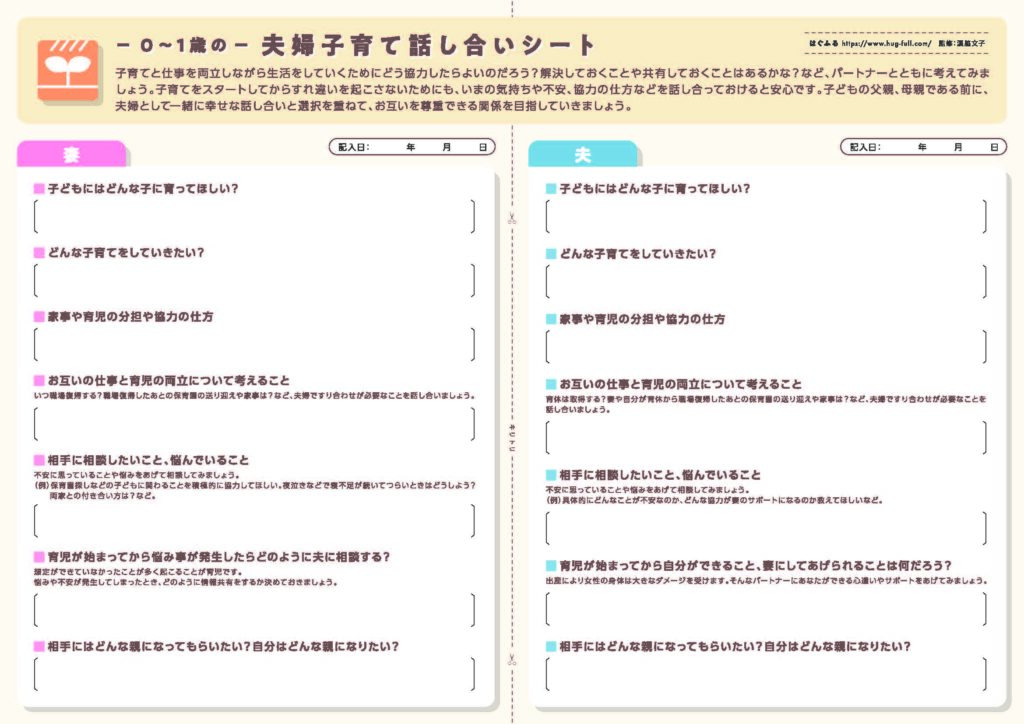 子育ての話し合いシート